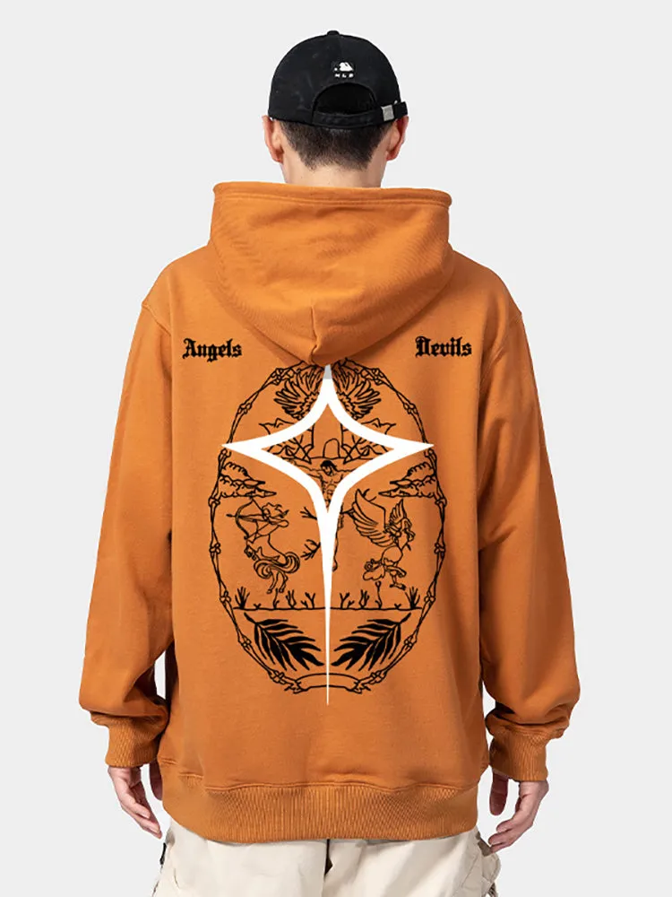 Retro Angel Star Print Hoodie