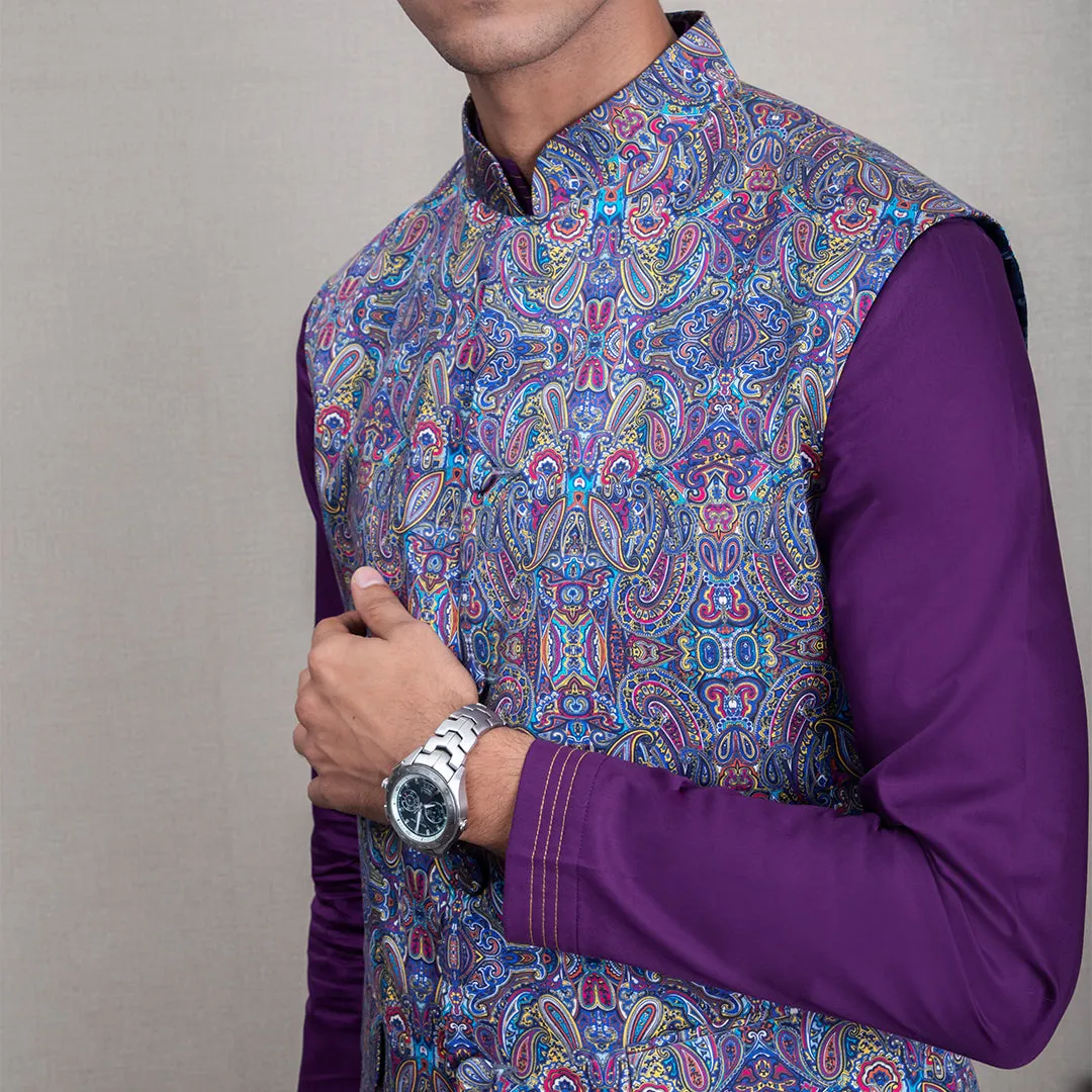 Rudransh Abstract Print Nehru Jacket