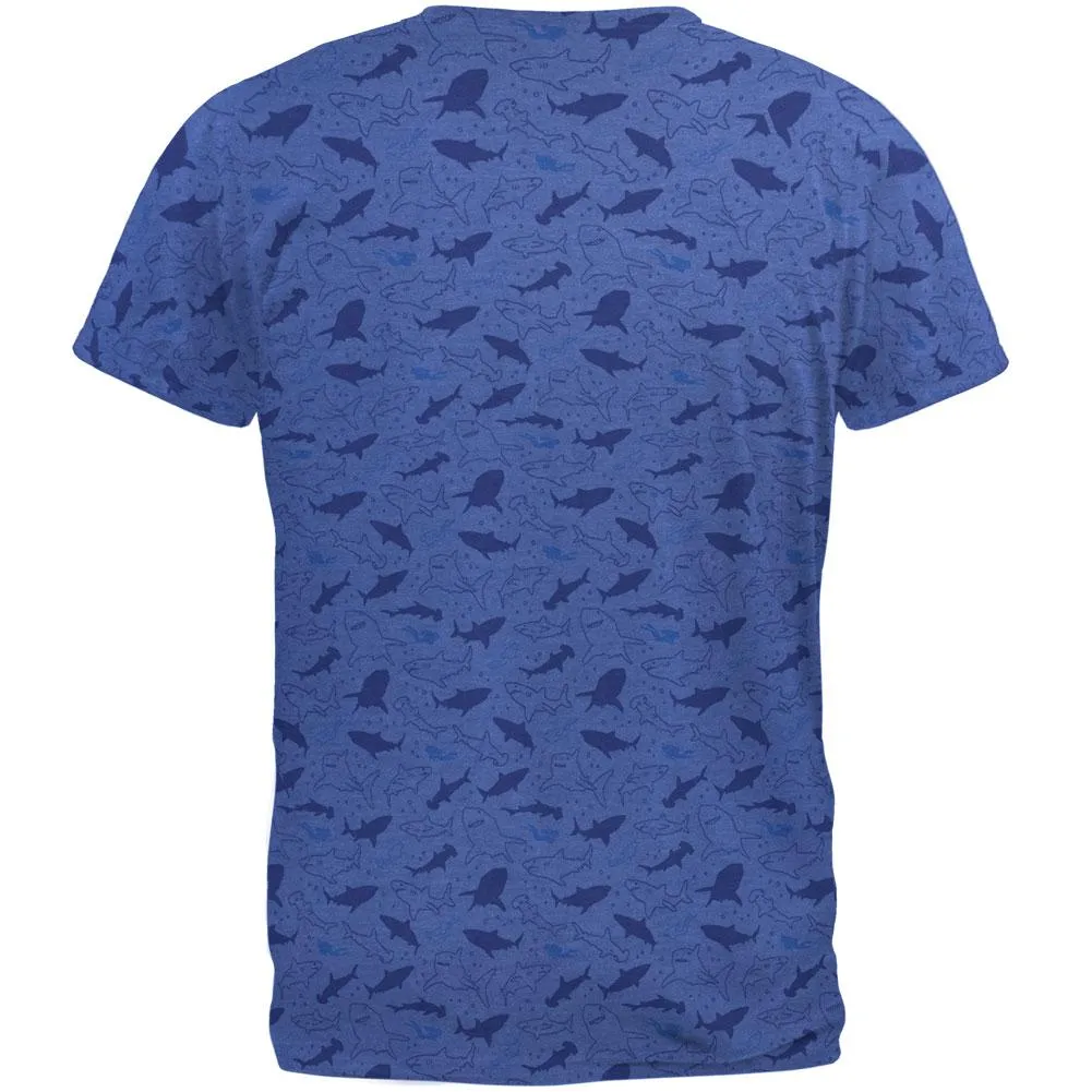 Shark Sharks Outline Repeat Pattern Mens Soft T Shirt