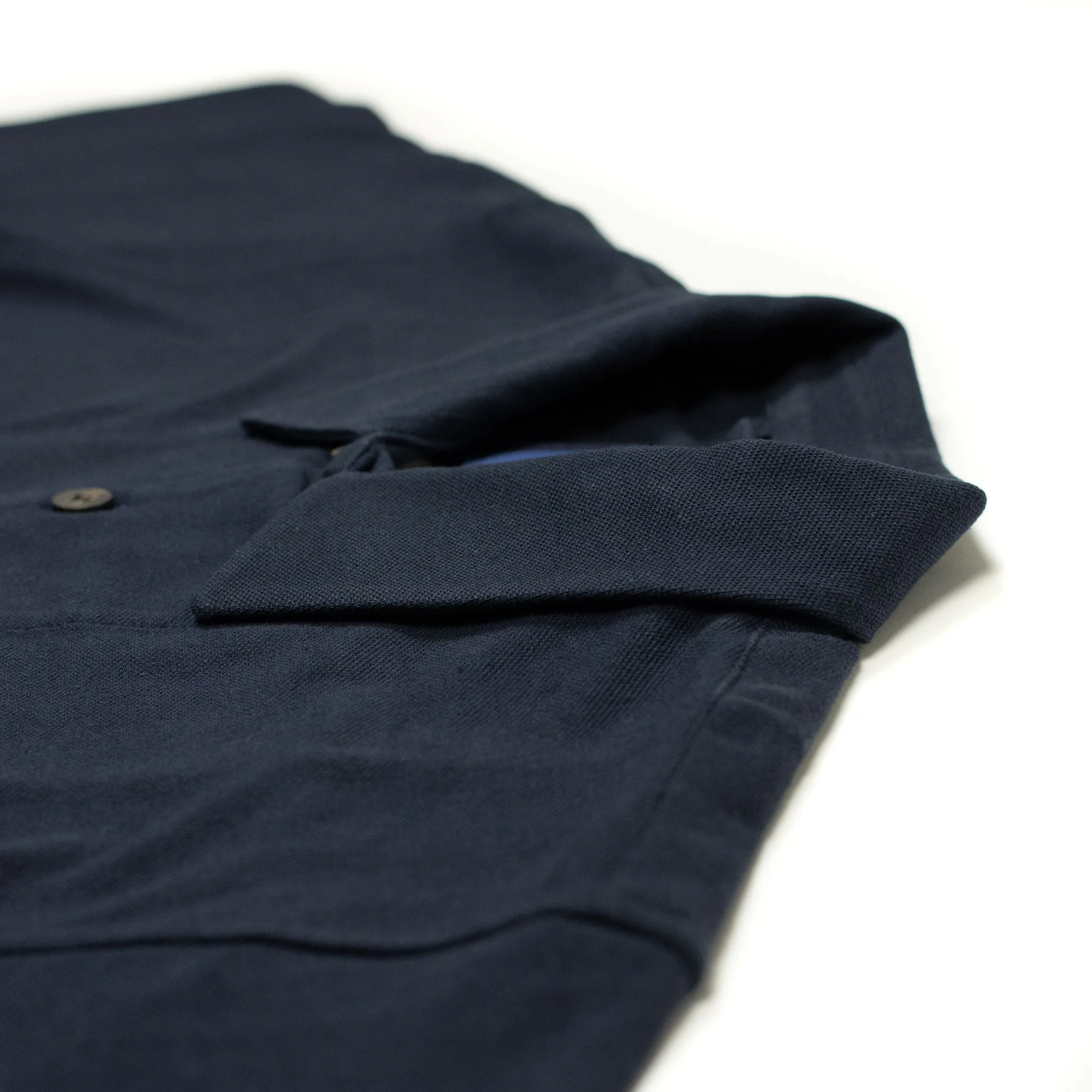 Short sleeve shirt jacket navy cotton pique