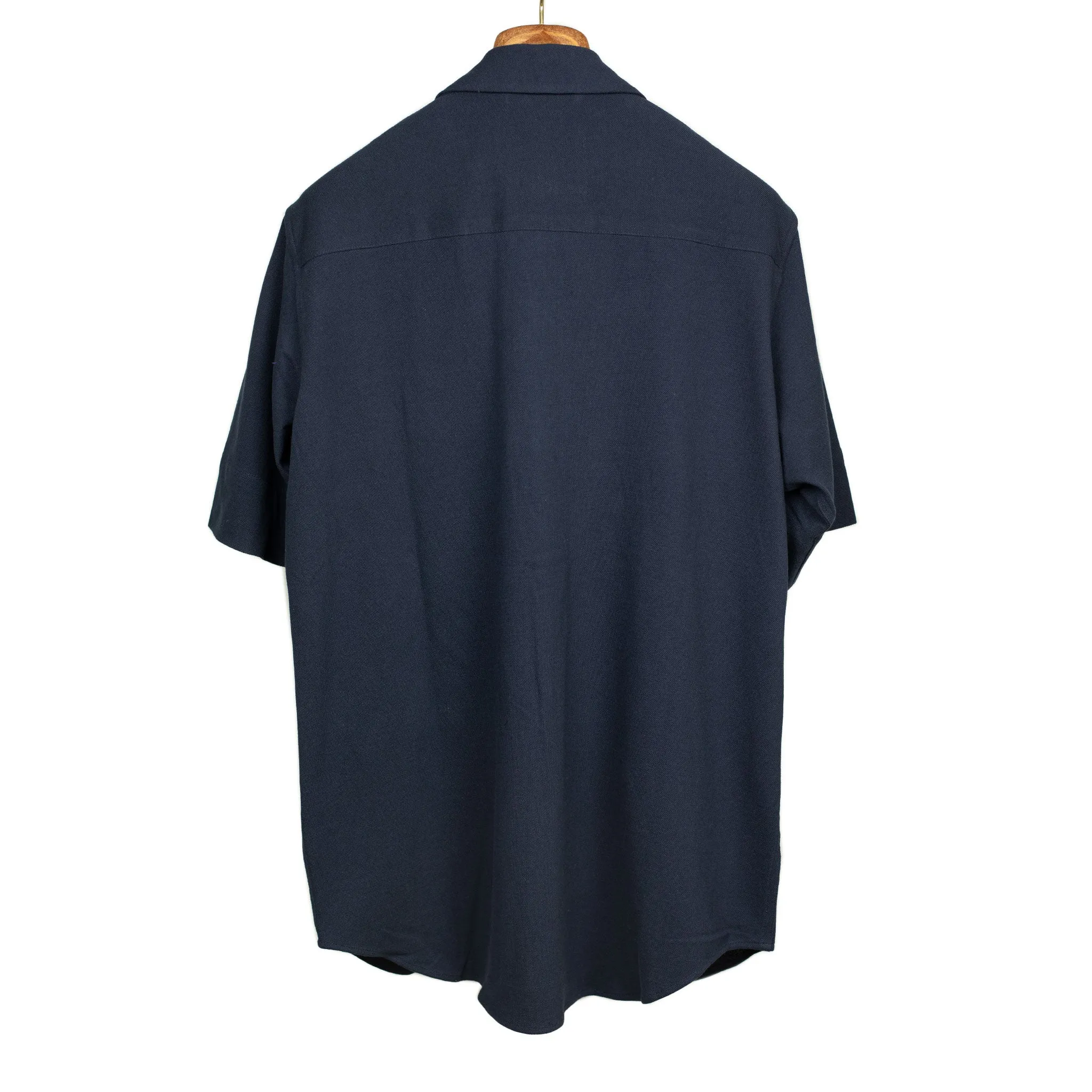 Short sleeve shirt jacket navy cotton pique