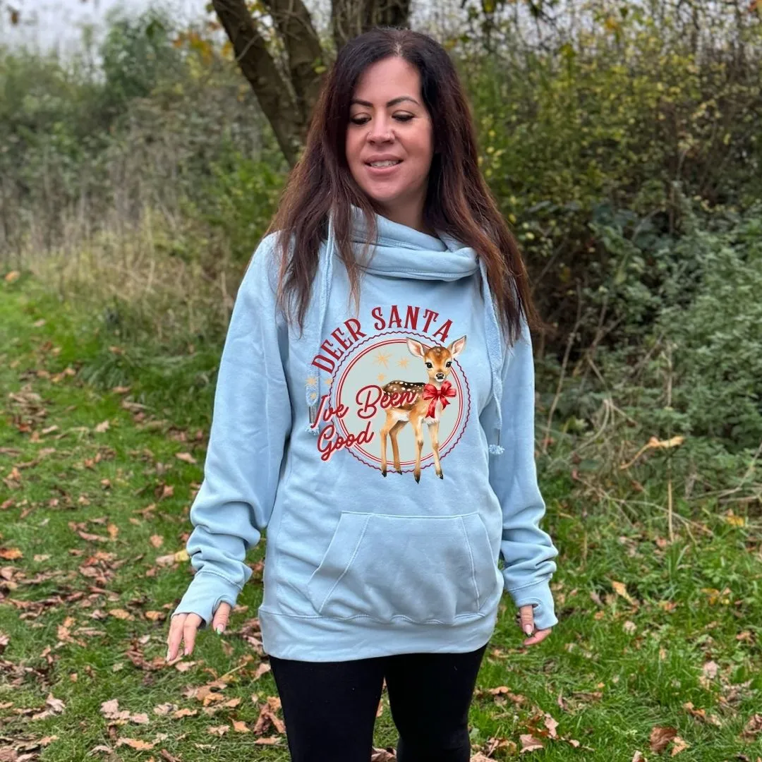 Sky Blue Retro Dear Santa Luxe Christmas Hoodie