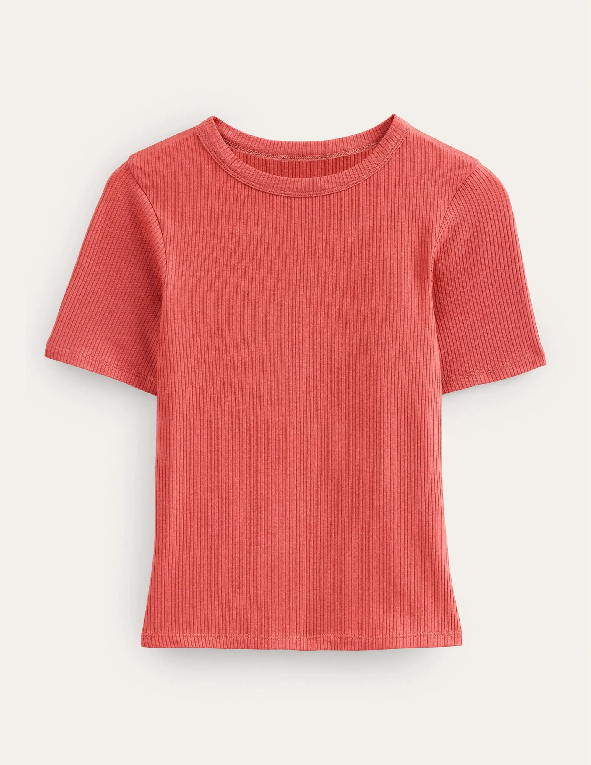 Soft Ribbed Crew Neck T-shirt-Fox