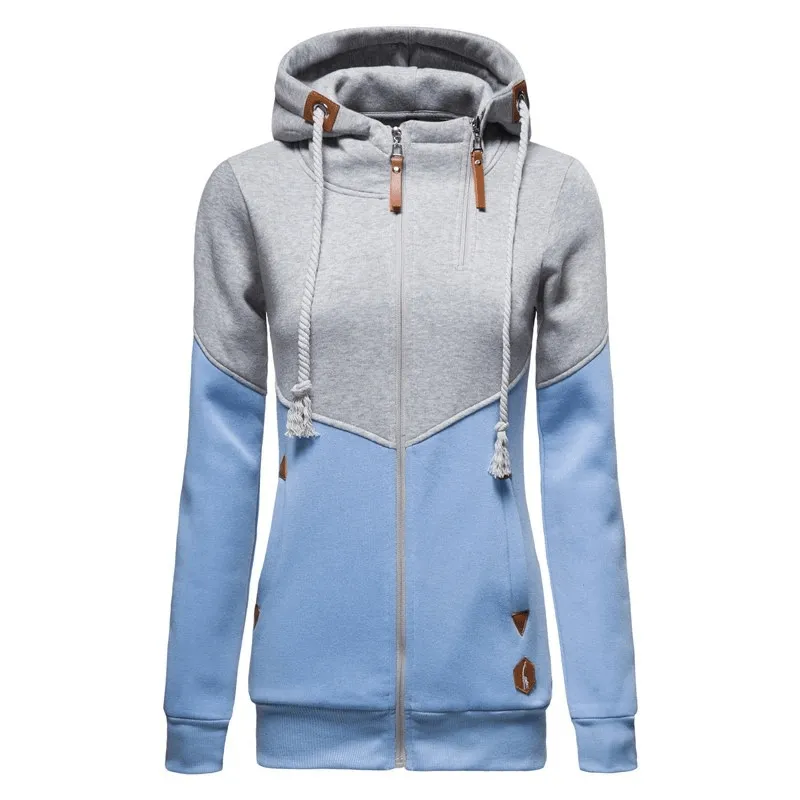 Stylish Two-Tone Zip Hoodie - Sporty Chic - SF2018