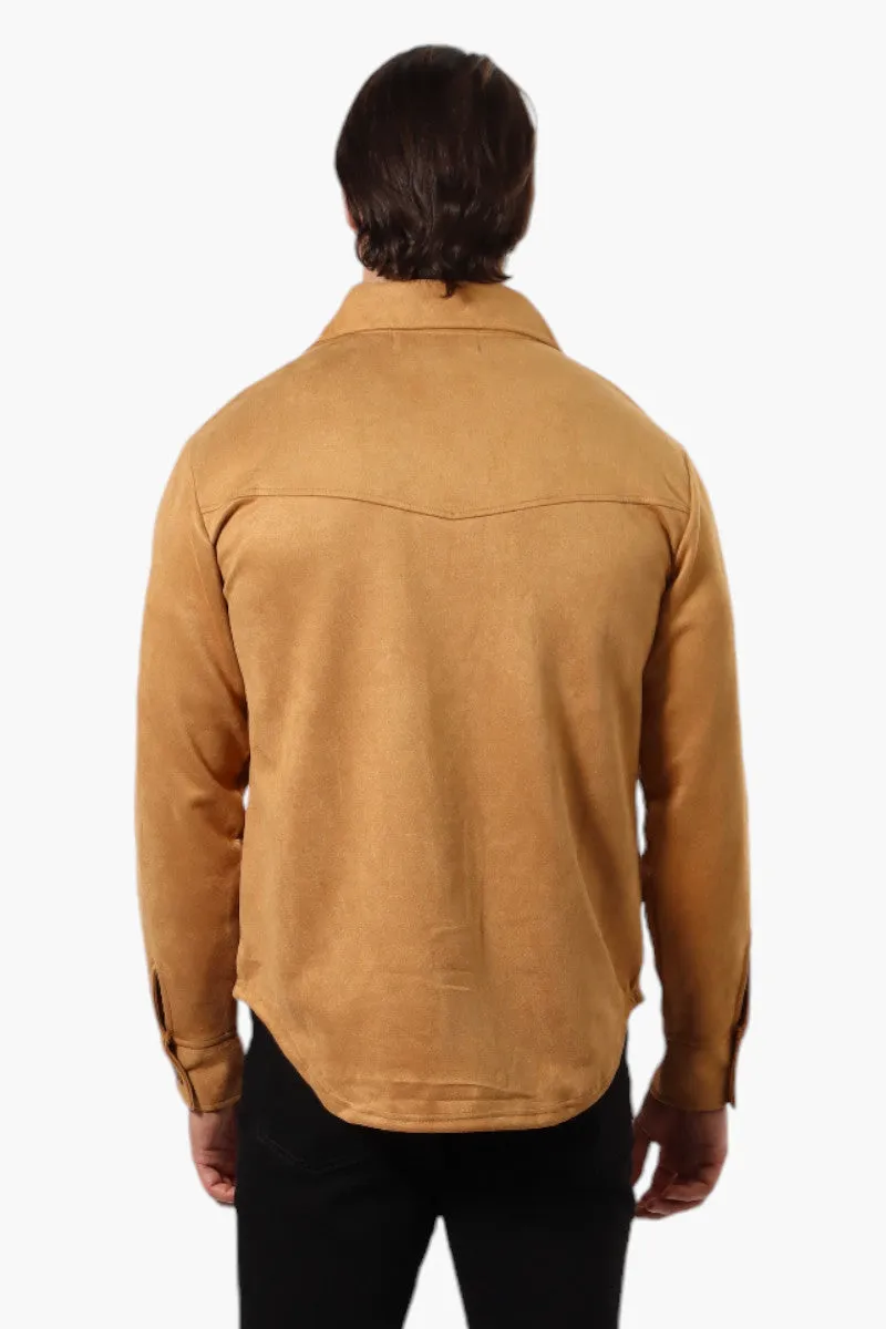 Urbanology Button Up Suede Lightweight Jacket - Caramel