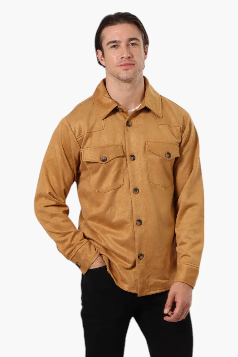 Urbanology Button Up Suede Lightweight Jacket - Caramel