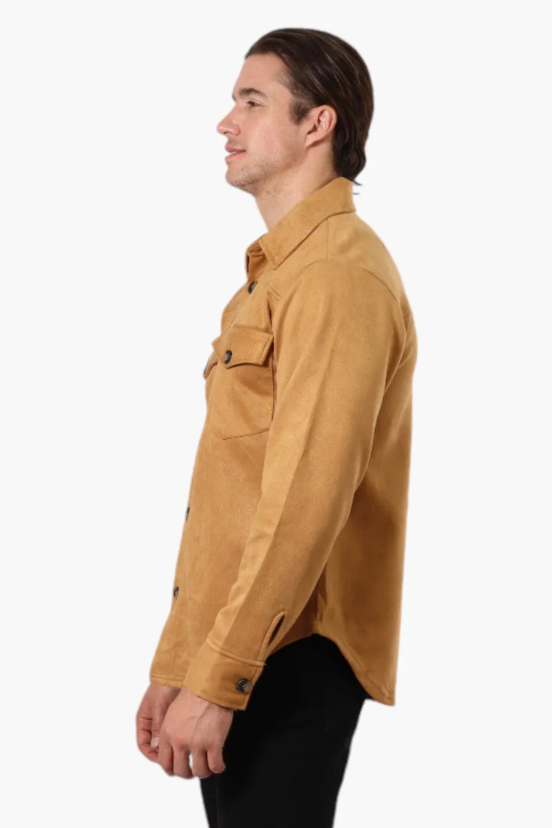 Urbanology Button Up Suede Lightweight Jacket - Caramel