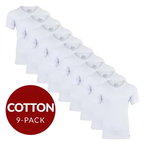 V-Neck Cotton Sweat Proof Undershirt For Men - White 9-Pack