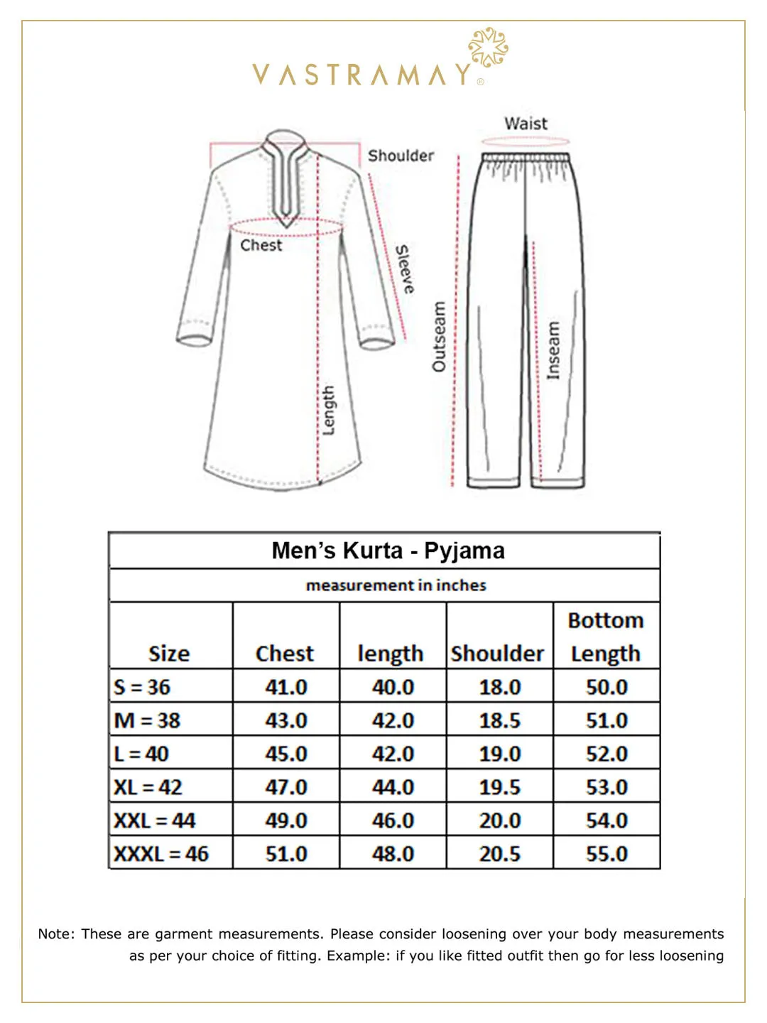 VASTRAMAY Men's Floral Muslin Kurta Pyjama