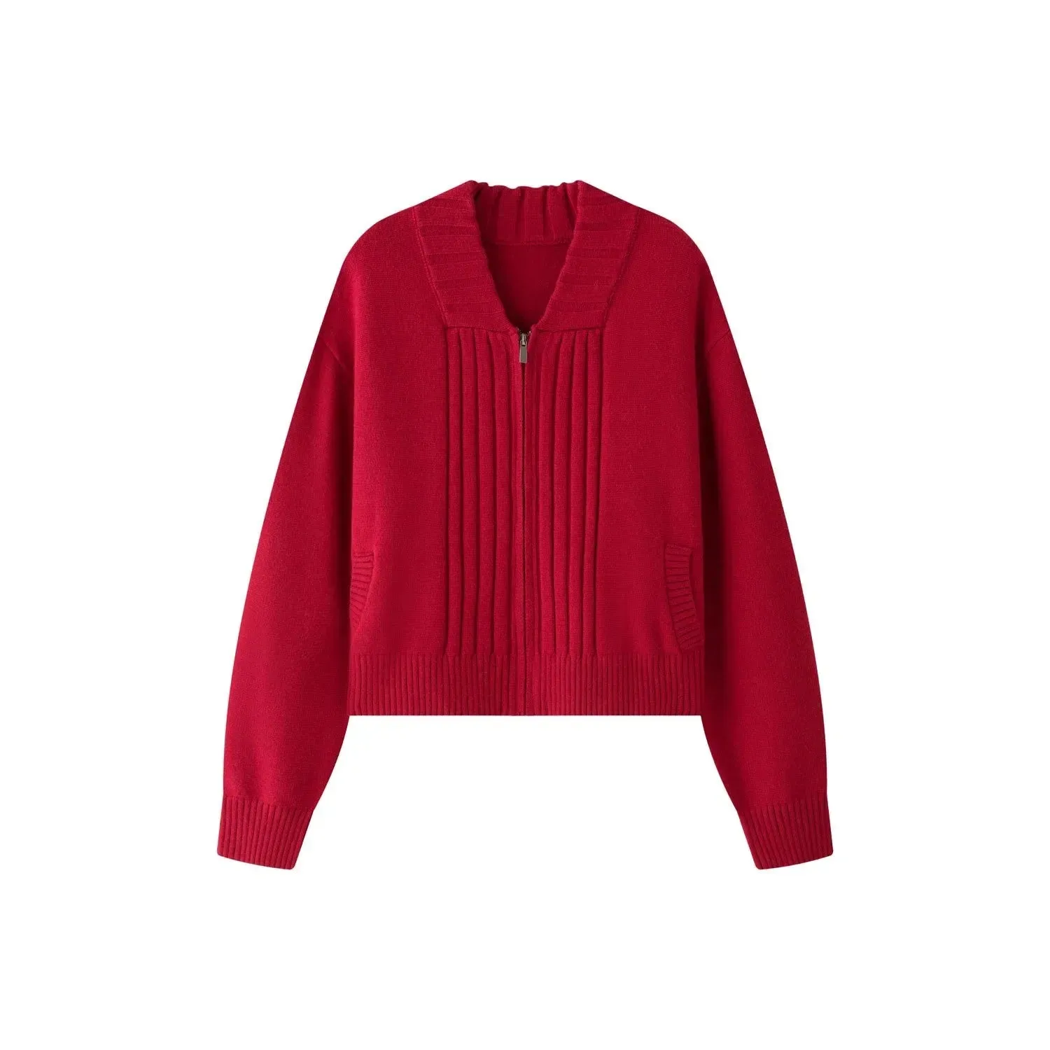 Wenkouban-Christmas Thanksgiving outfits_Loose Comfortable Wide Striped Cardigan Zipper Knitting Christmas Sweater