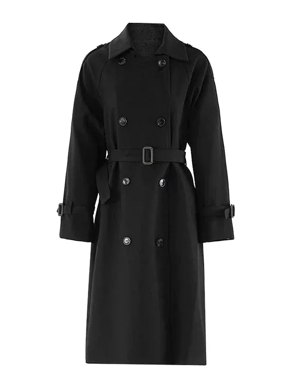 Wenkouban-Winter outfits Christmas Black Friday Epaulettes Double Breasted Long Trench Coat with Belt