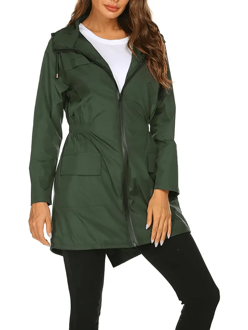 Women's Lightweight Hooded Long Raincoat Jacket - SF1926