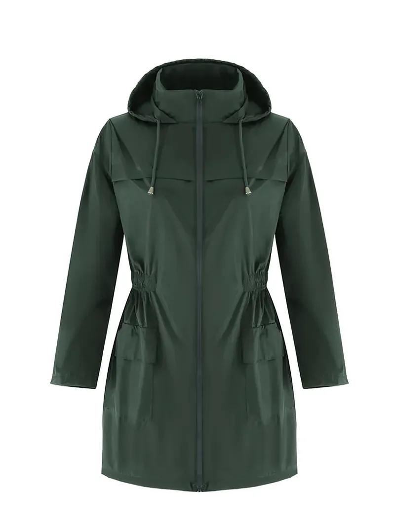 Women's Lightweight Hooded Long Raincoat Jacket - SF1926