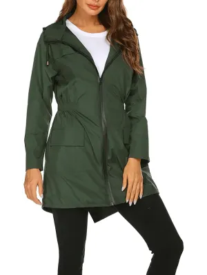 Women's Lightweight Hooded Long Raincoat Jacket - SF1926